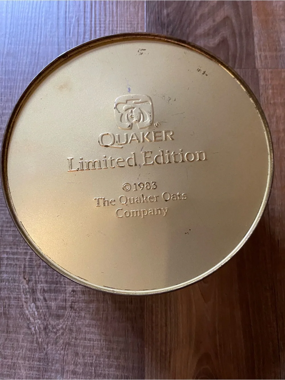Source Unknown Quaker Oats Red and Yellow Tin Storage Canister
